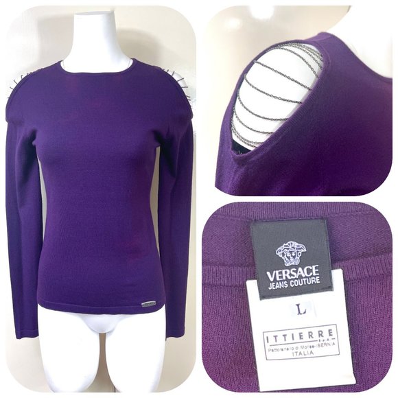 Auc Versace Chained Cold shoulder knit top/sweater